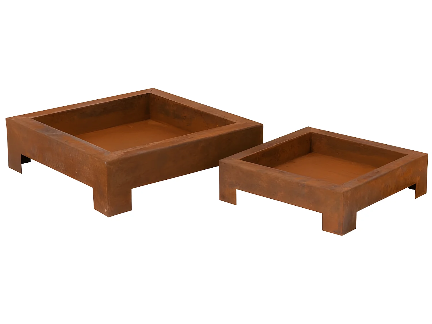 Set di 2 bracieri in metallo arancione 70x70x24,5 cm