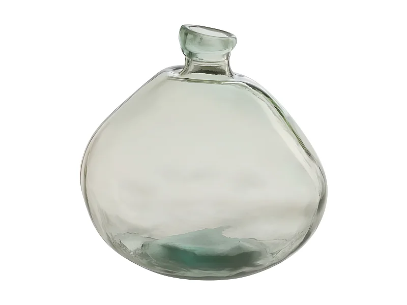 Jarrón de vidrio verde en forma de damajuana de 33x33x32 cm