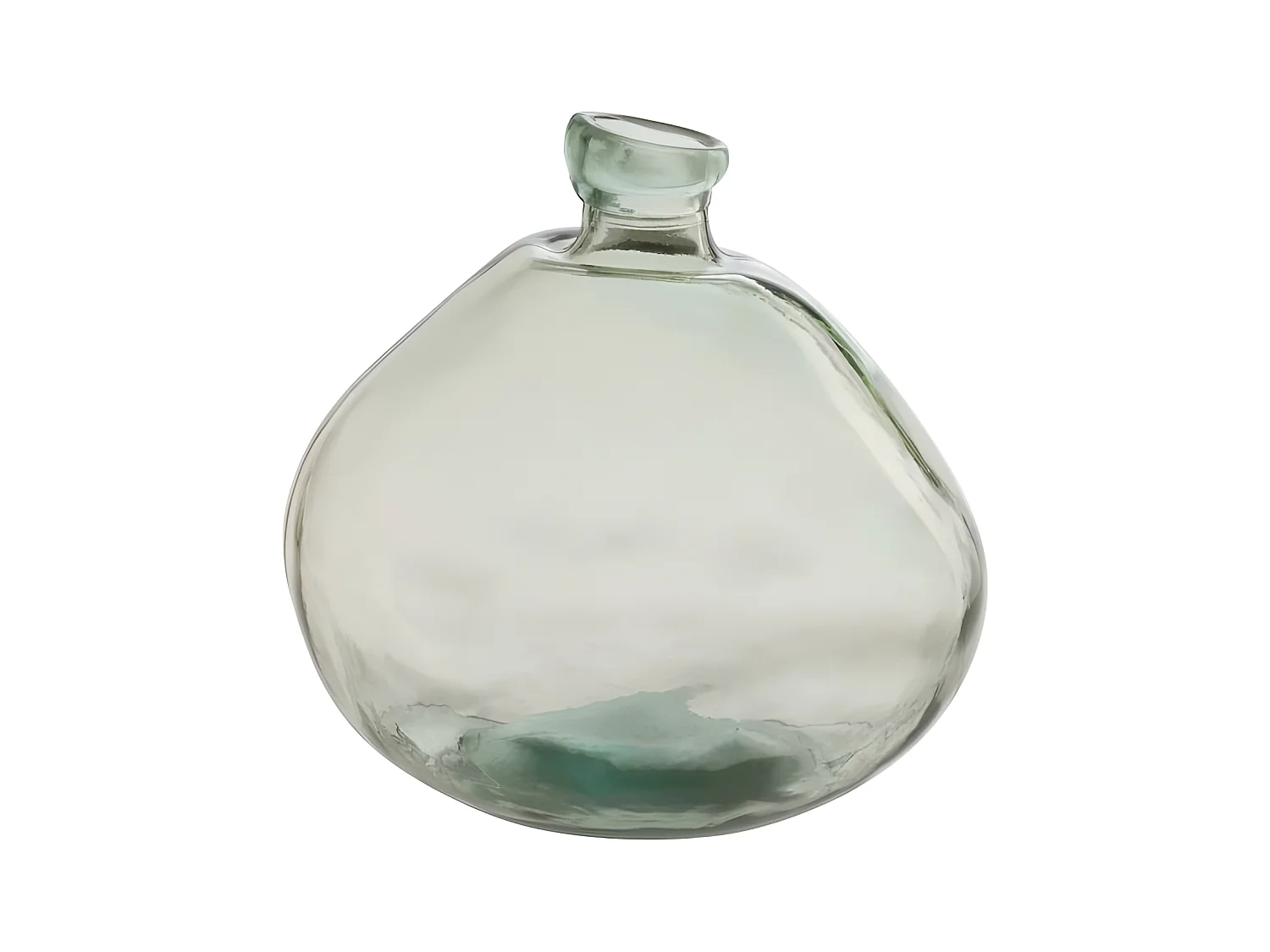 Jarrón de vidrio verde en forma de damajuana de 33x33x32 cm