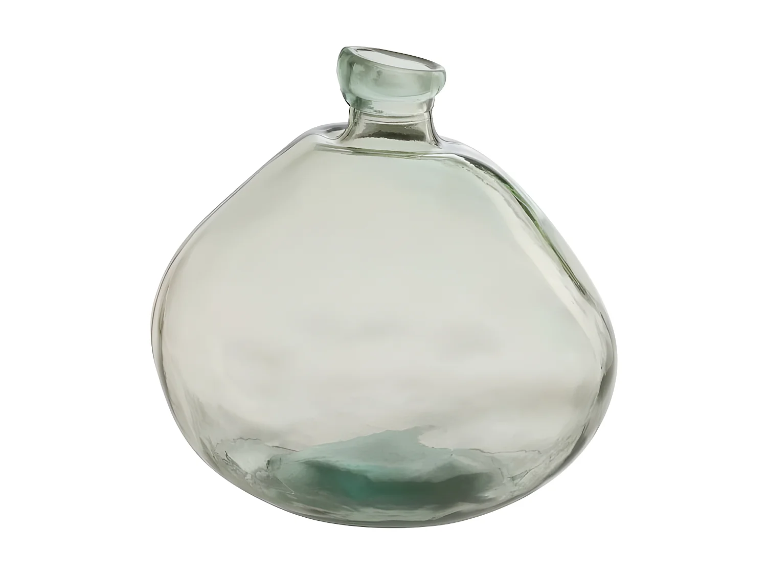 Jarrón de vidrio verde en forma de damajuana de 33x33x32 cm