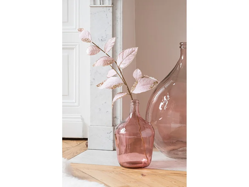 Vase Design en Verre "Bouteille Déco" 30cm Rose