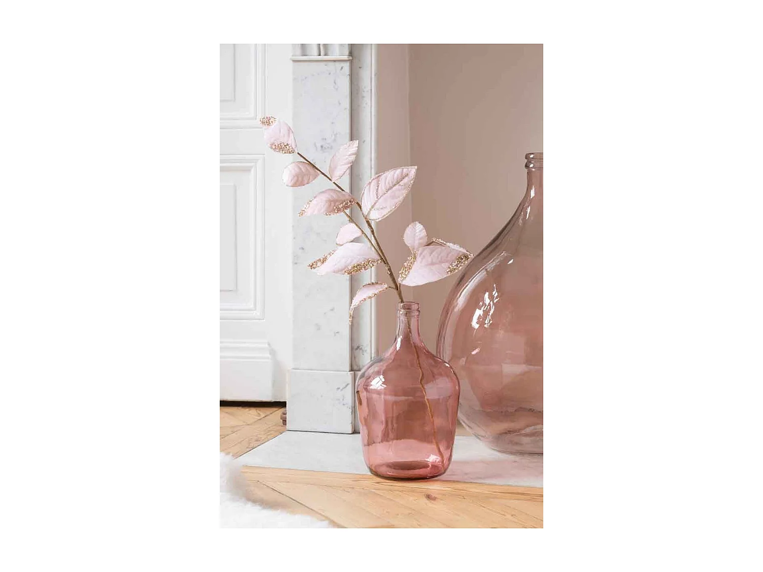 Vase Design en Verre "Bouteille Déco" 30cm Rose