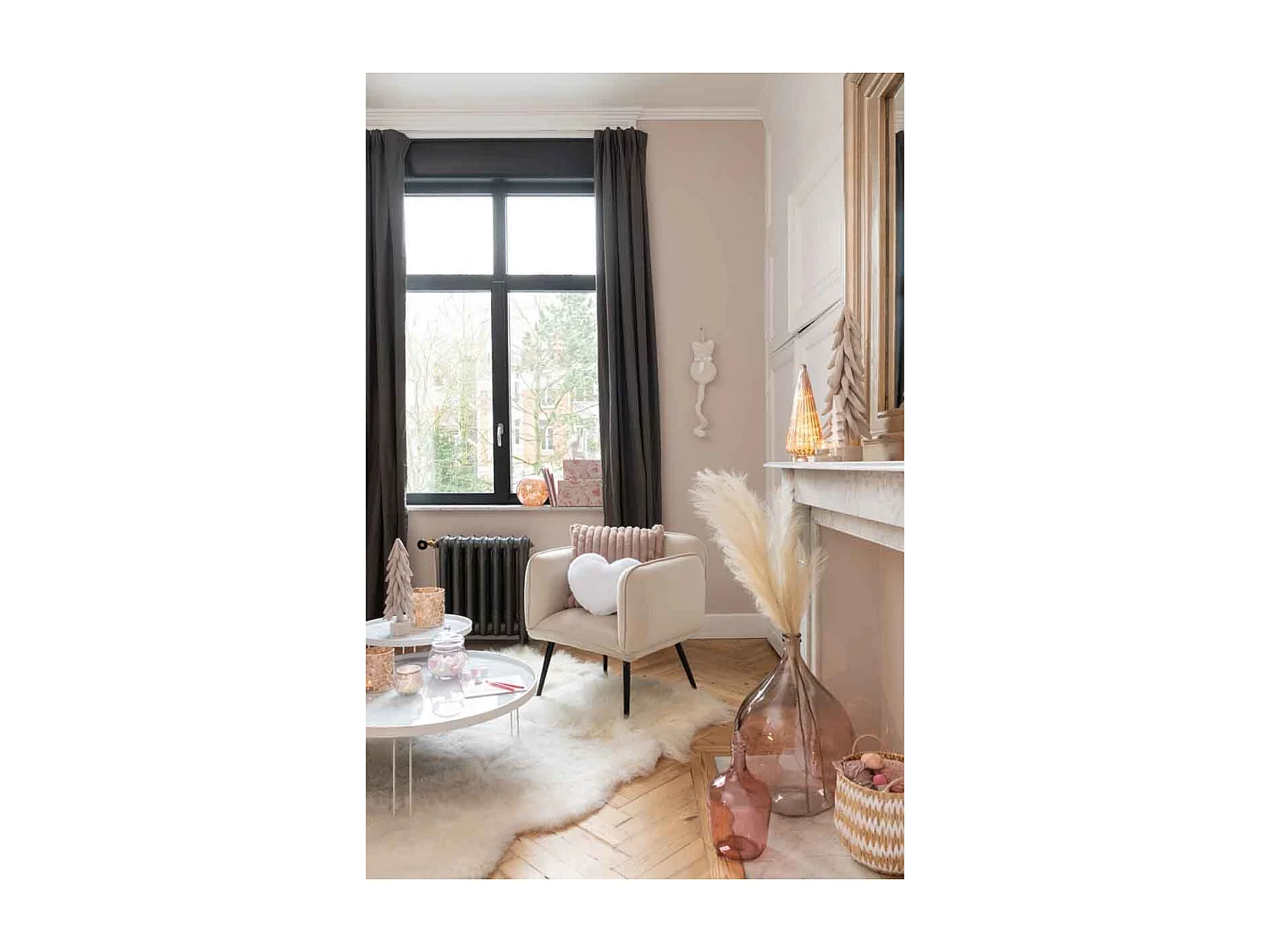 Vase Design en Verre "Bouteille Déco" 30cm Rose