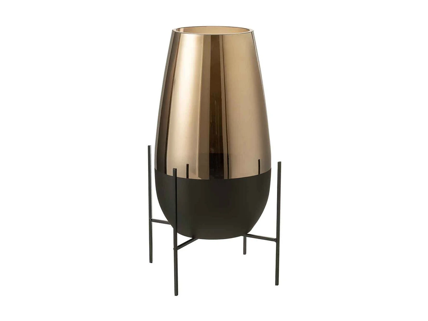 Vase en Verre Design "Milan" 48cm Or & Noir