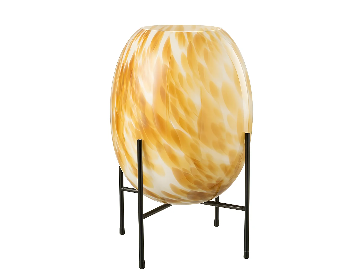 Jarrón de pie de vidrio blanco con manchas ocres L23*l23*H37cm