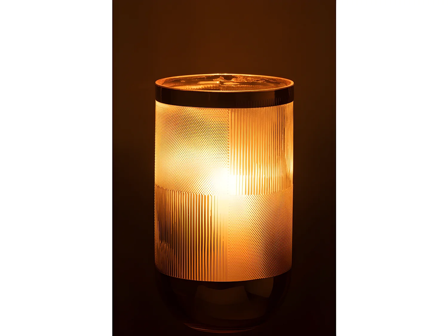 Jarrón cilíndrico con diseño de vidrio con fondo dorado de 15x26cm