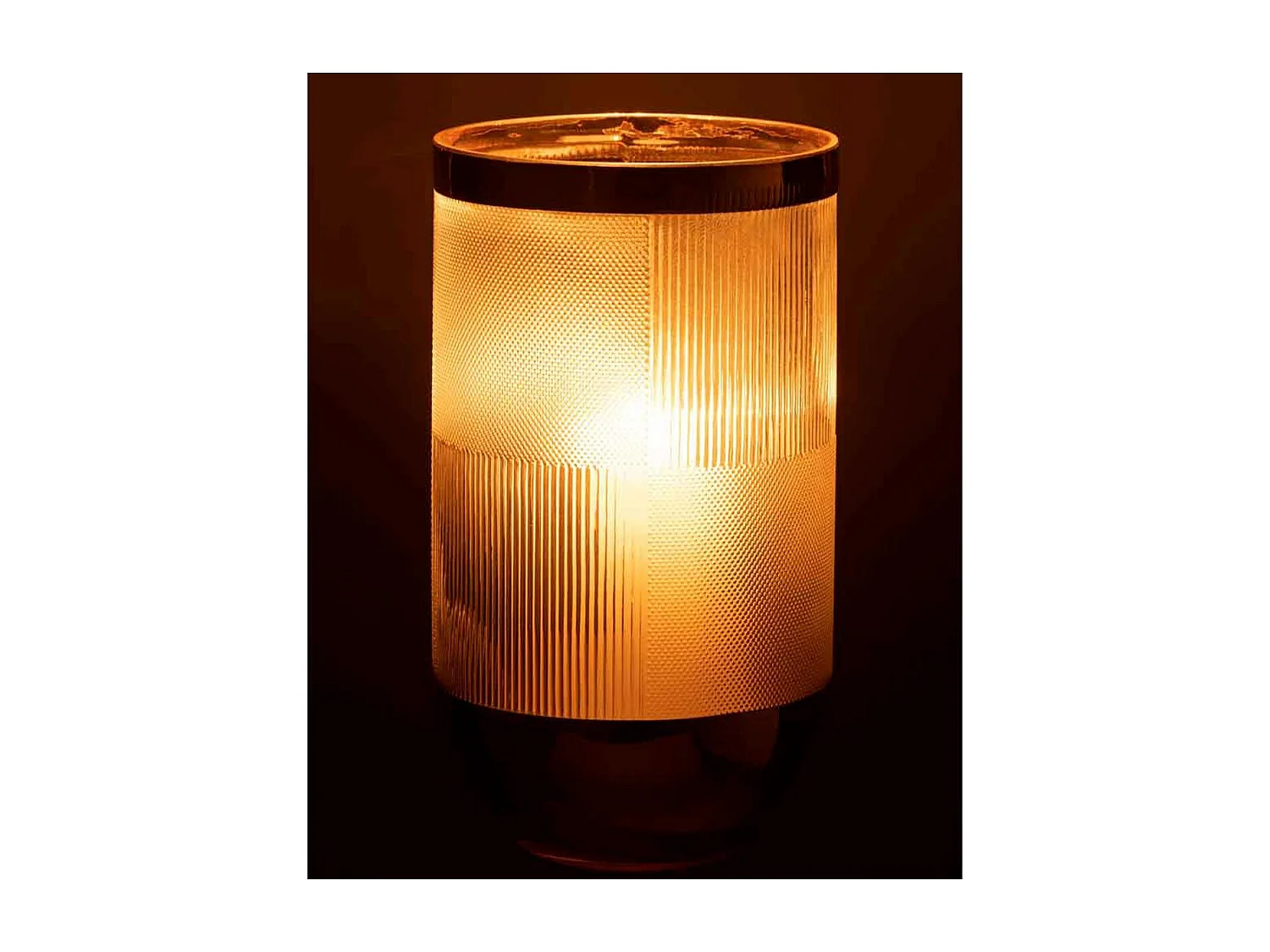 Vaso cilindrico con motivo in vetro a fondo oro 15x26cm