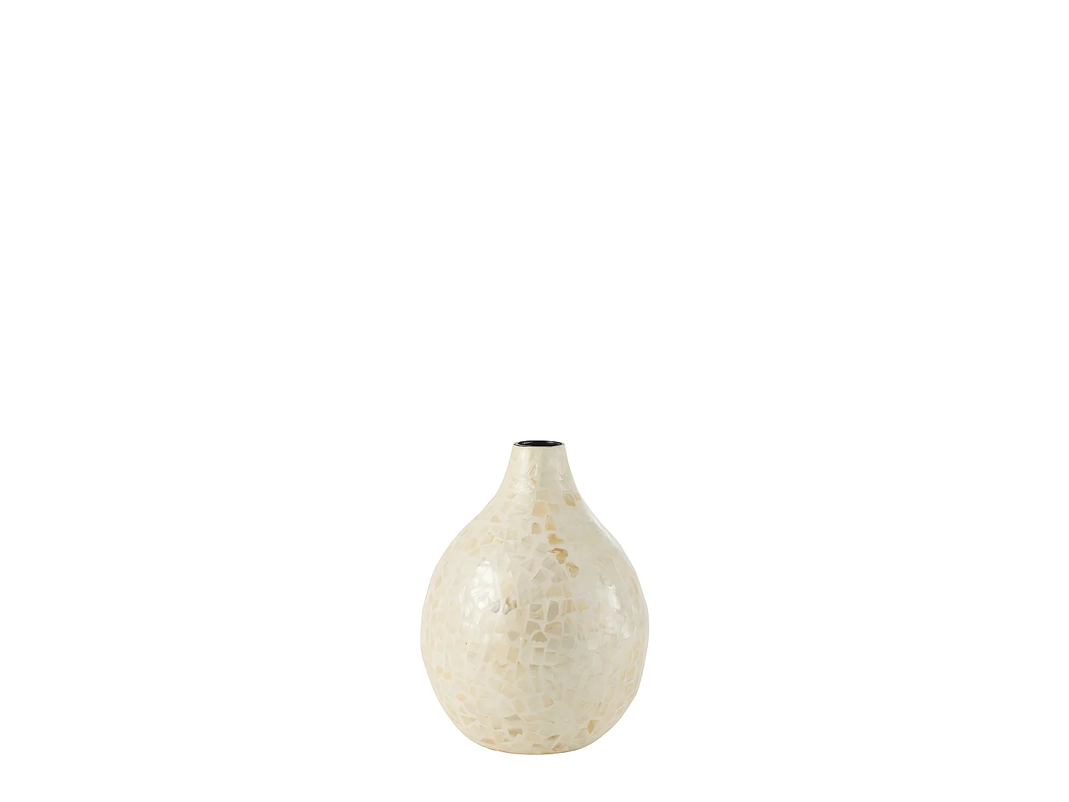 Vase Goutte Motif Mosaïque "Nuye" 33cm Ivoire