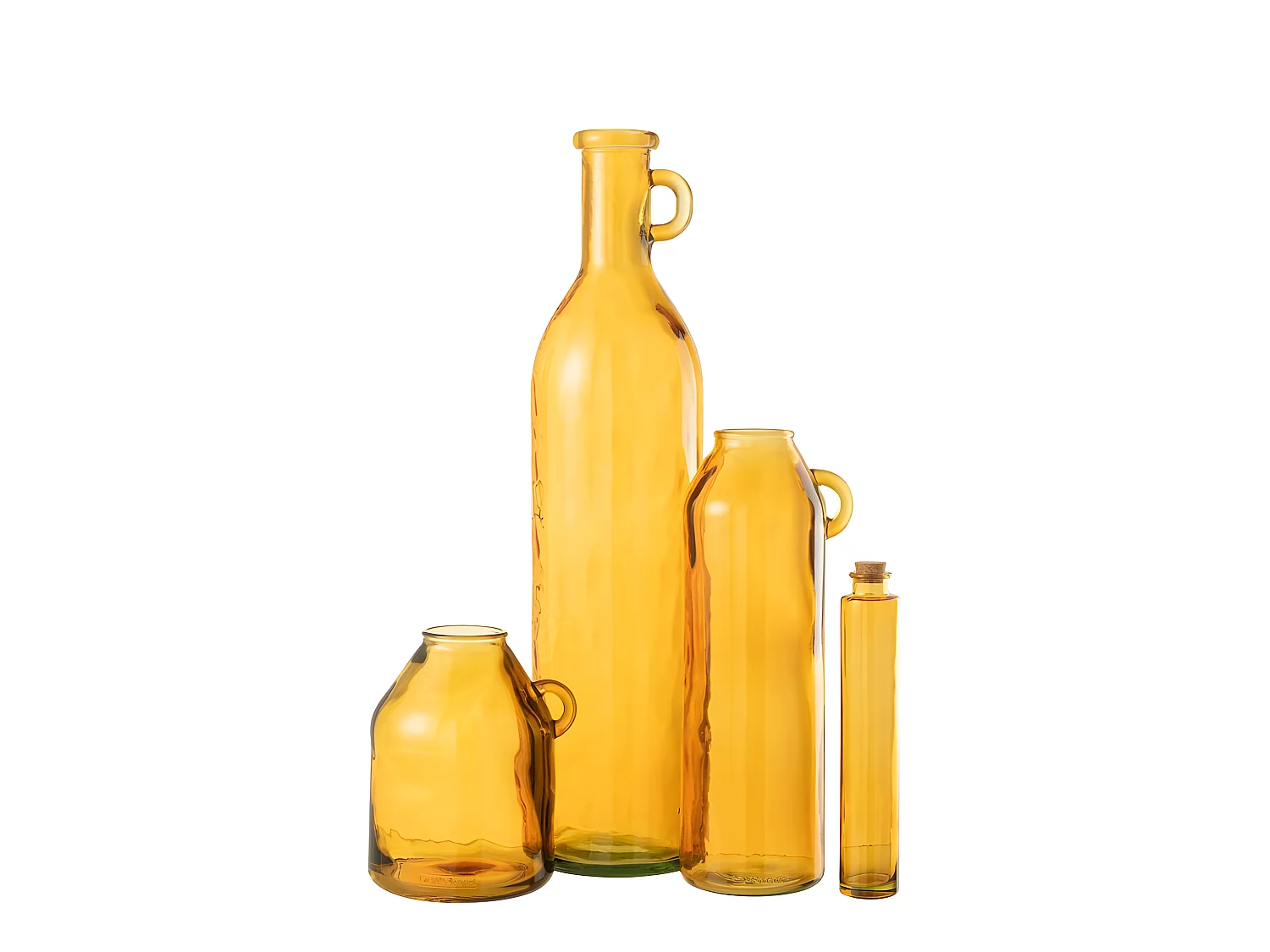 Jarrón con asa de vidrio ocre 17x14x45 cm