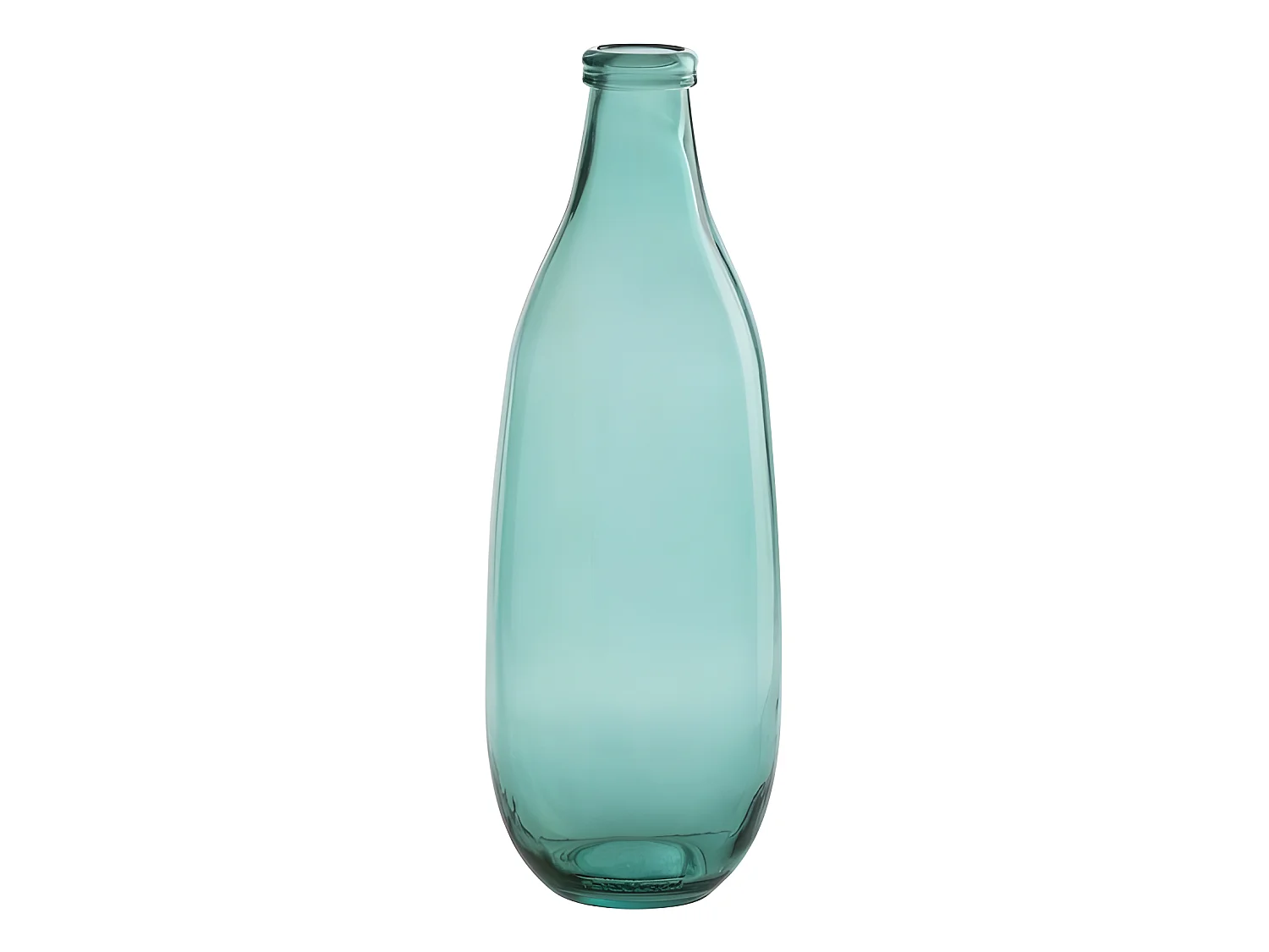 Vase Design en Verre "Bouteille" 41cm Bleu Azur