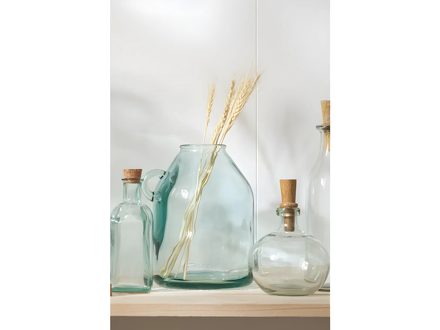 Jarrón con asa de vidrio transparente 20x18x25 cm