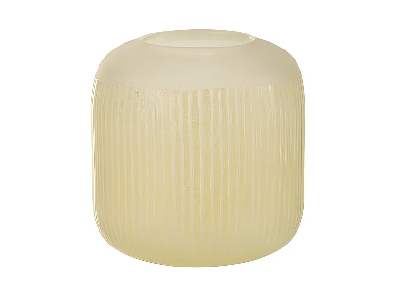 Jarrón con líneas de vidrio amarillo 17x17x16 cm