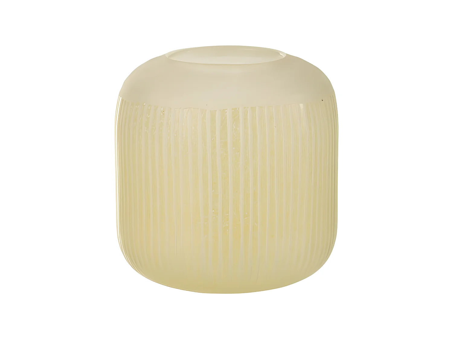 Jarrón con líneas de vidrio amarillo 17x17x16 cm