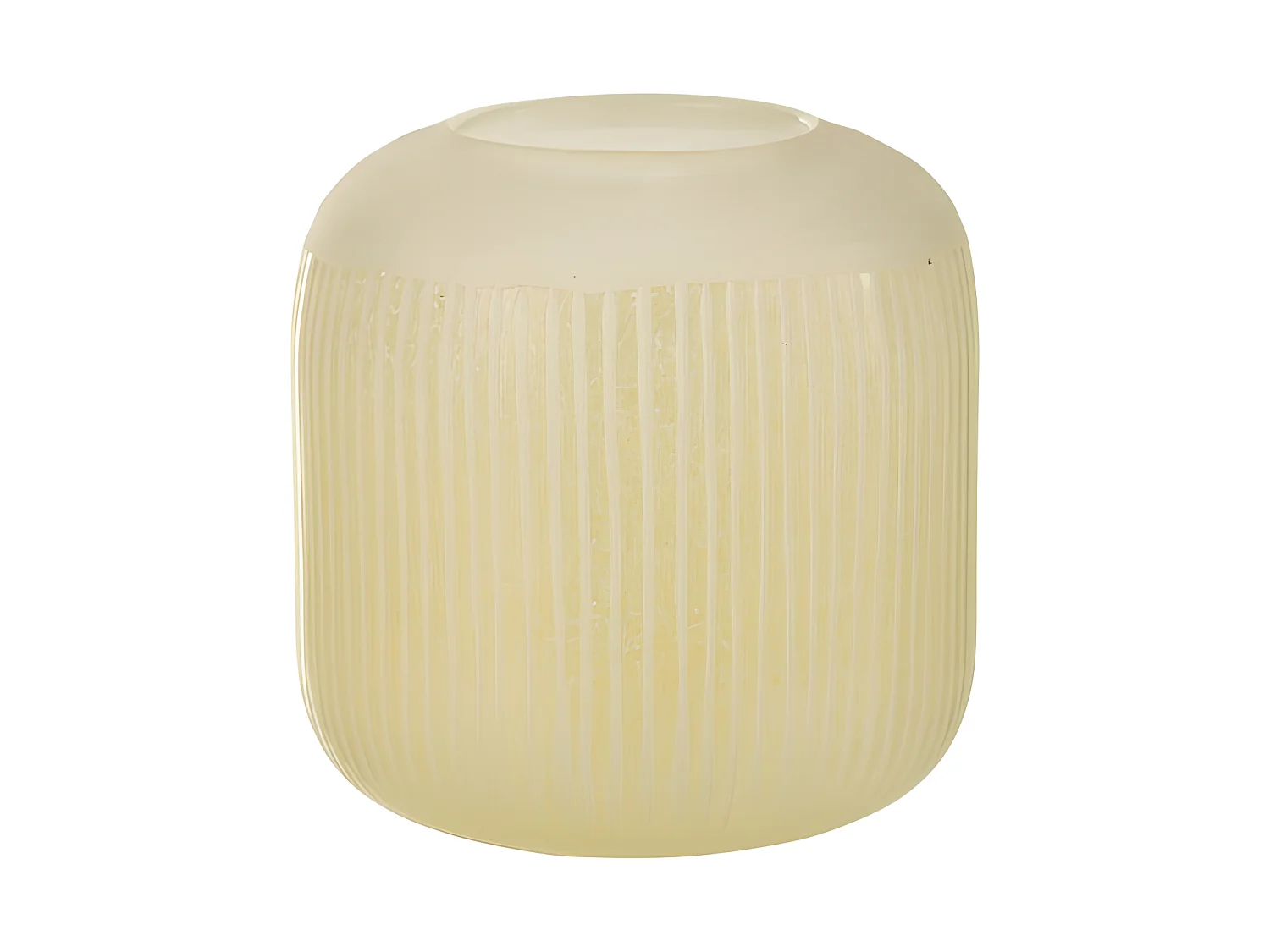 Jarrón con líneas de vidrio amarillo 17x17x16 cm