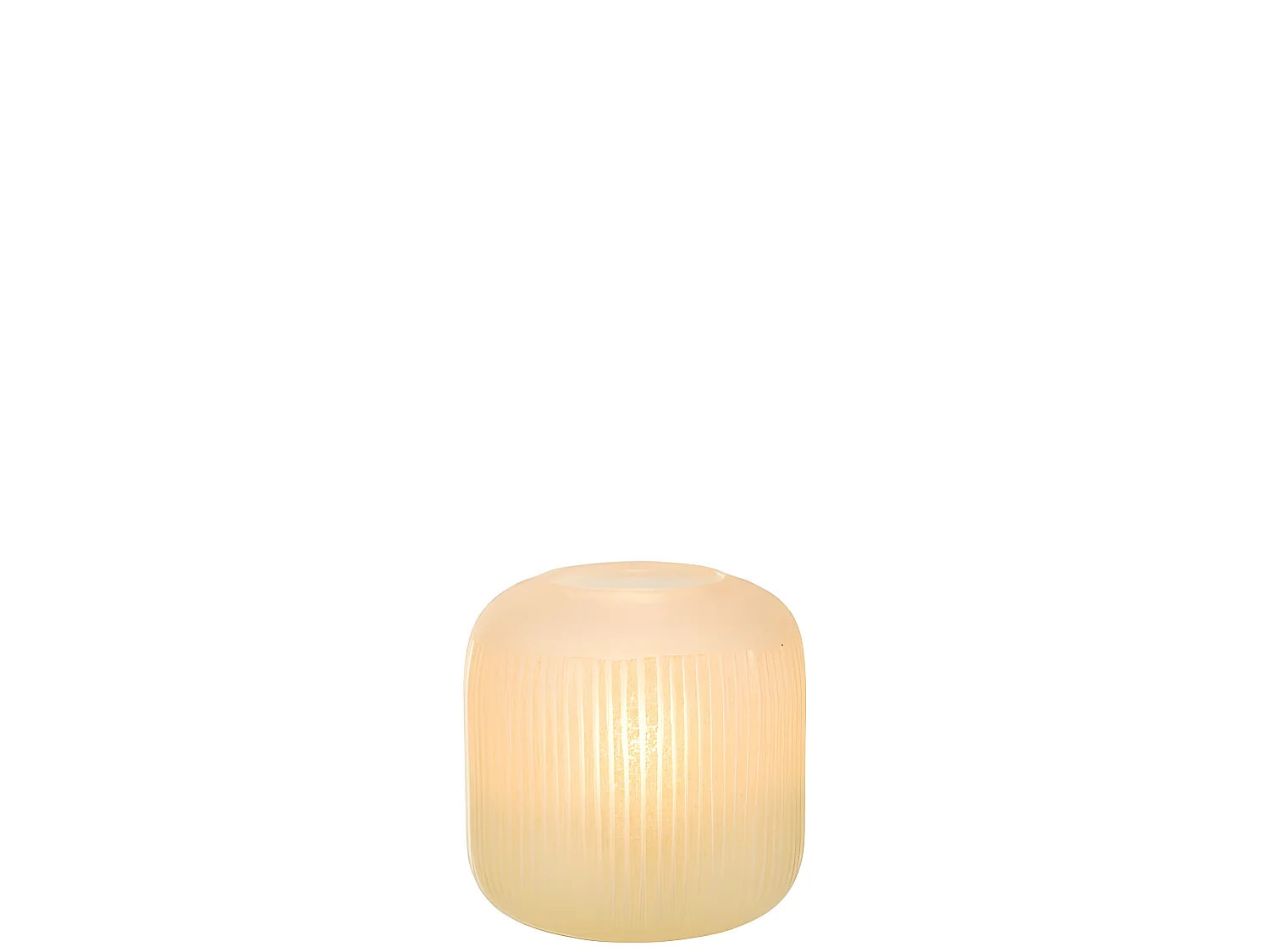 Jarrón con líneas de vidrio amarillo 17x17x16 cm