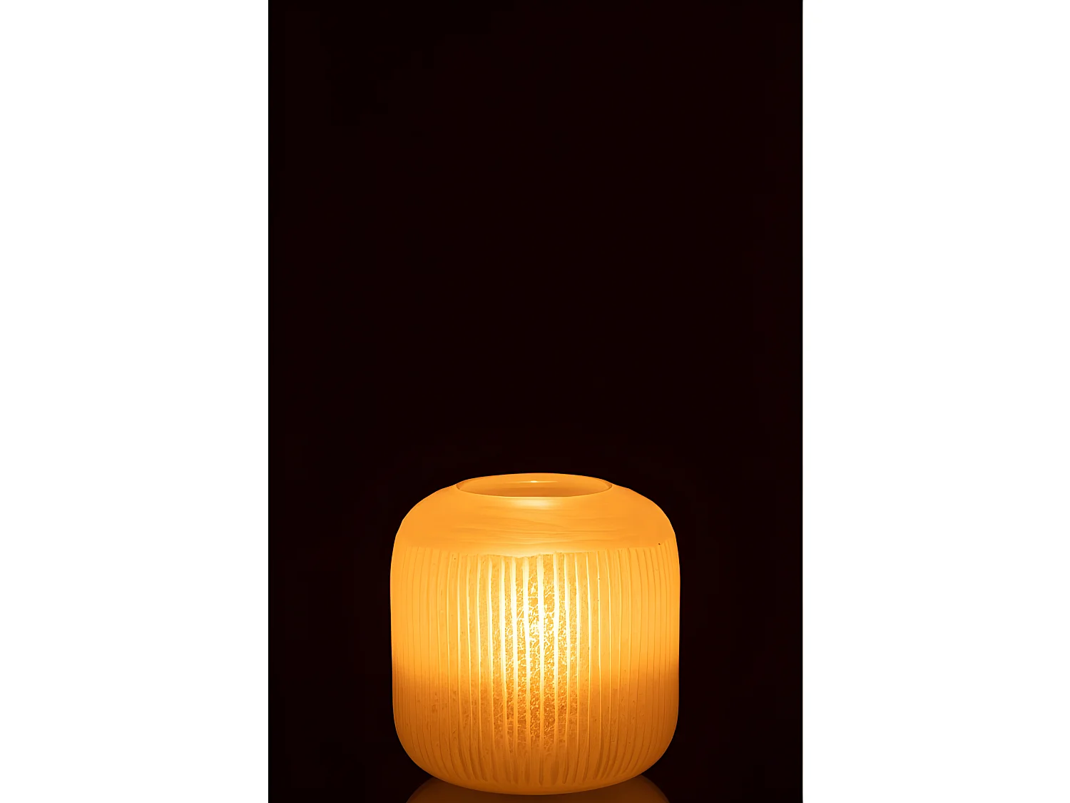 Jarrón con líneas de vidrio amarillo 17x17x16 cm