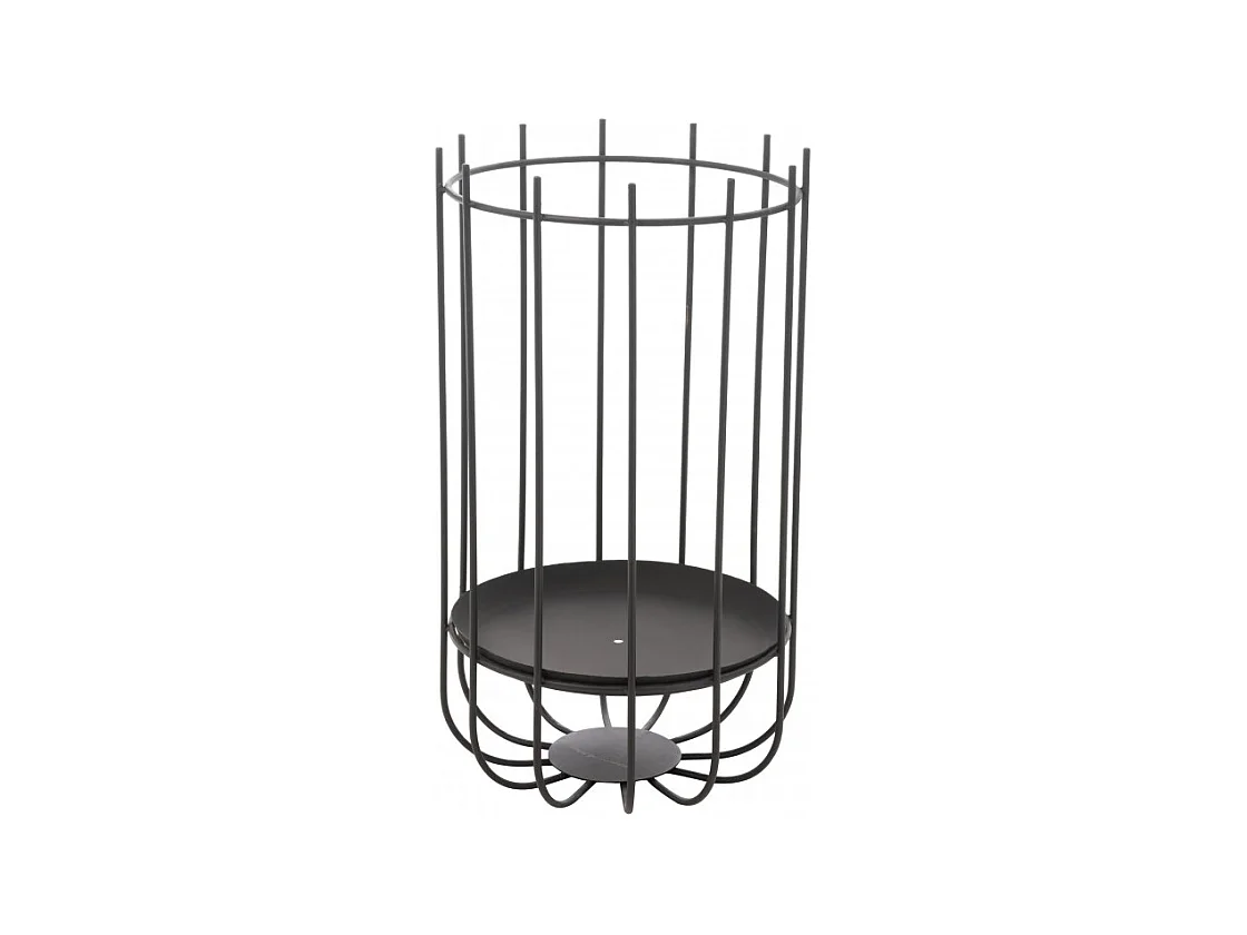 Brasero alto redondo de metal negro 38x38x72cm