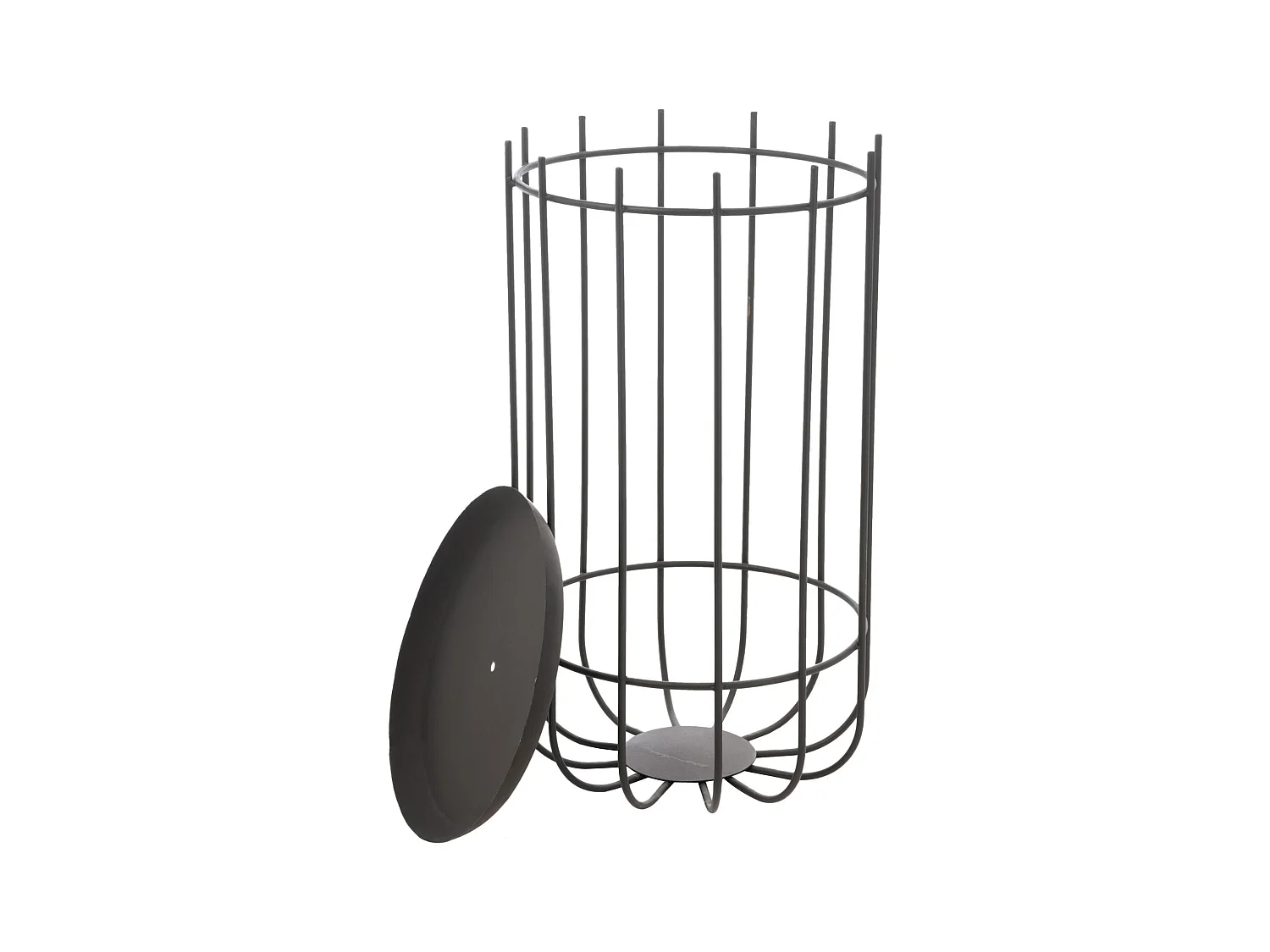 Brasero alto redondo de metal negro 38x38x72cm