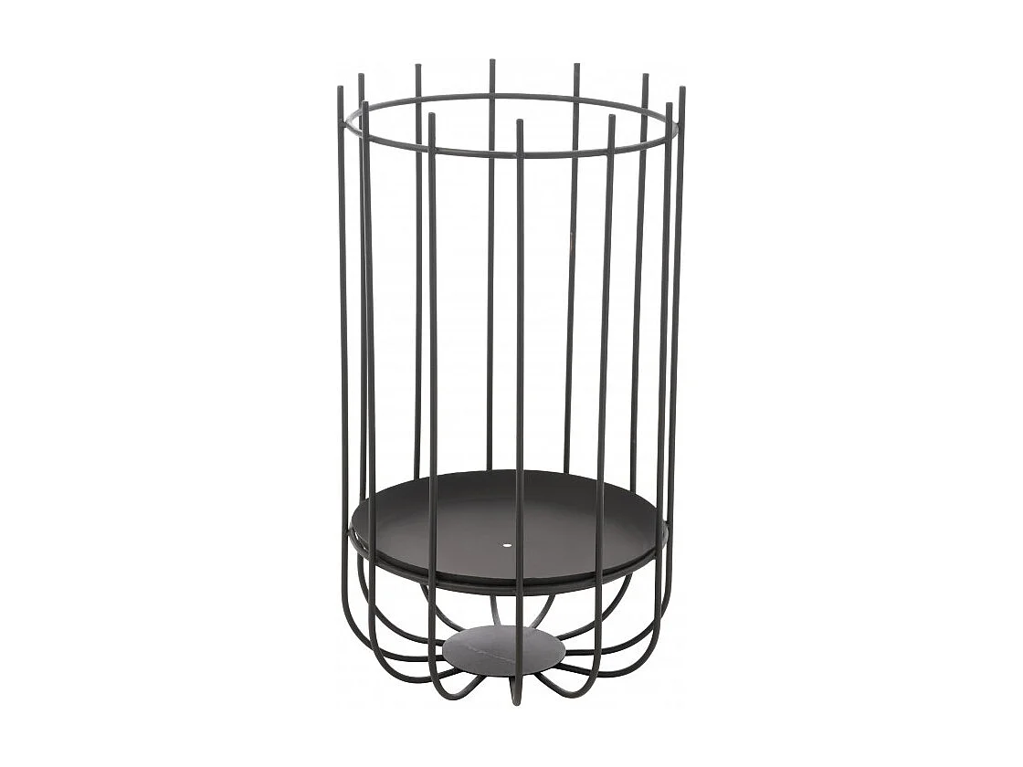 Braséro rond haut en métal noir 38x38x72cm
