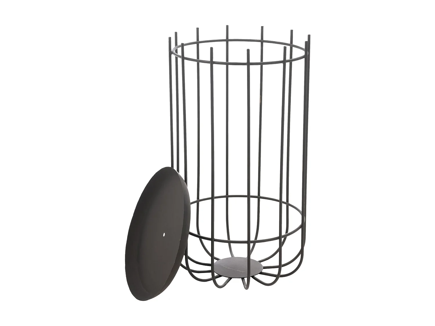 Braséro rond haut en métal noir 38x38x72cm