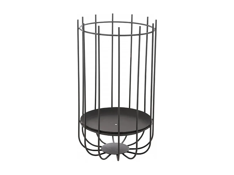Brasero alto redondo de metal negro 38x38x72cm