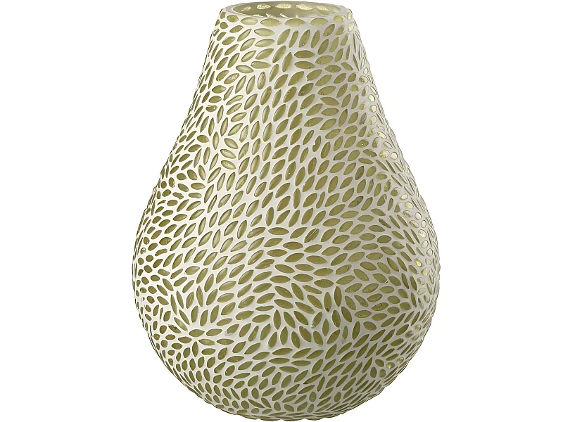 Jarrón con mosaicos de vidrio multicolor de 16x16x22 cm