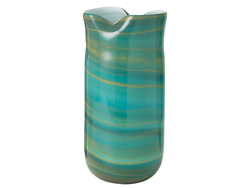 Jarrón de estilo ondulado de vidrio azul 20x18x42 cm.