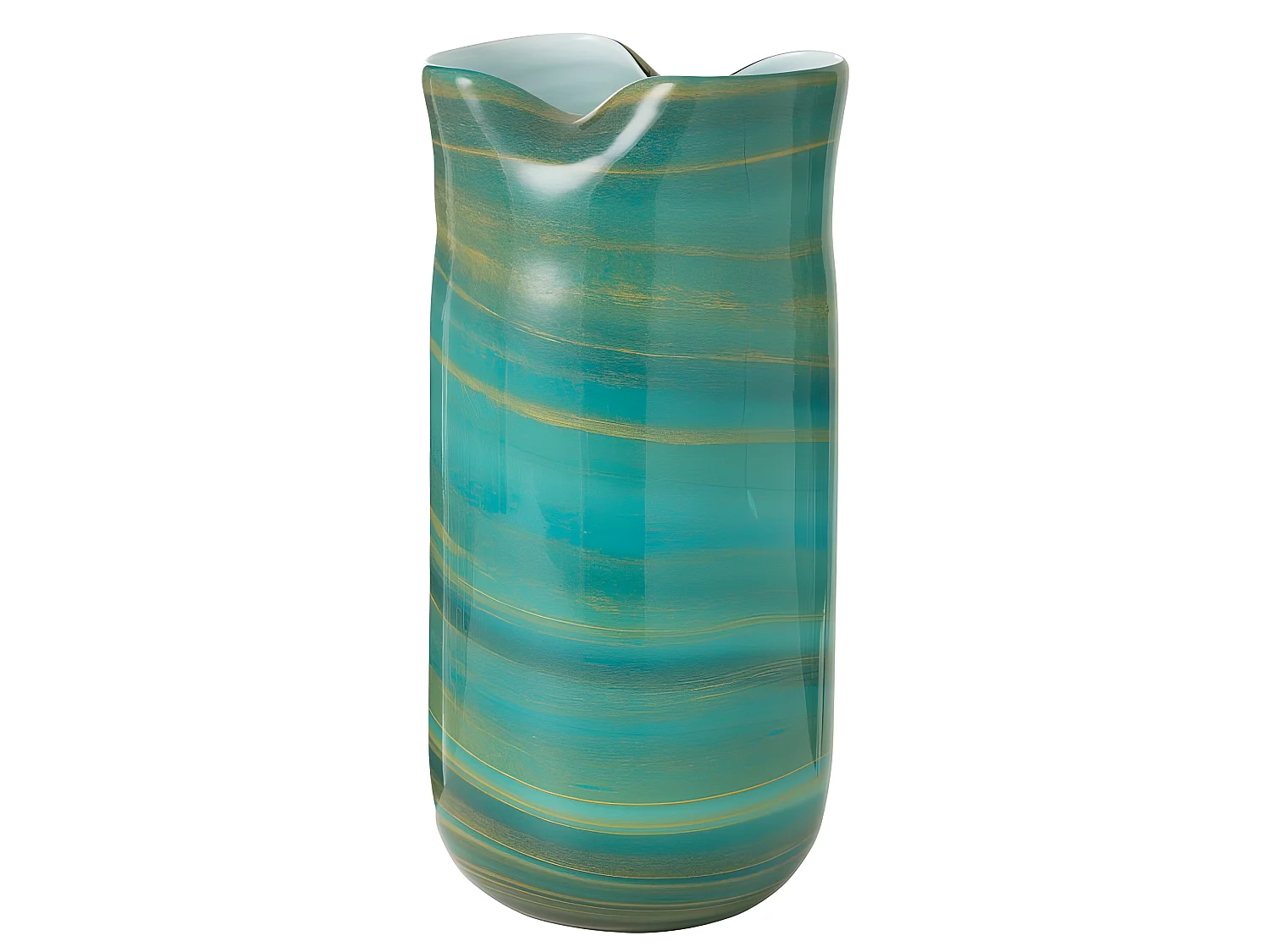 Jarrón de estilo ondulado de vidrio azul 20x18x42 cm.