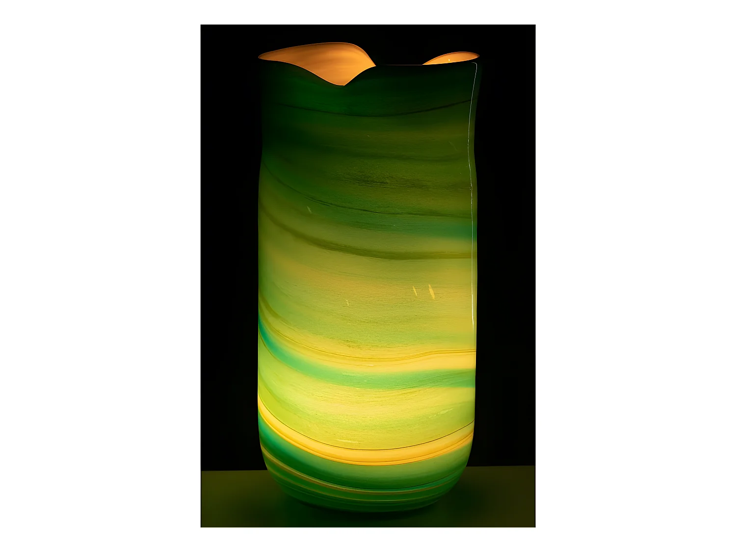 Jarrón de estilo ondulado de vidrio azul 20x18x42 cm.