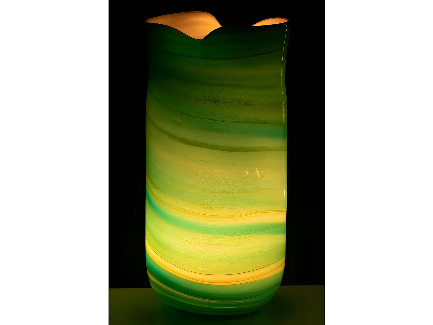 Vaso in vetro azzurro a forma di onda 20x18x42 cm