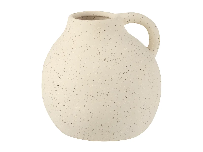 Jarrón de cerámica blanco con asa de 15x15x15 cm