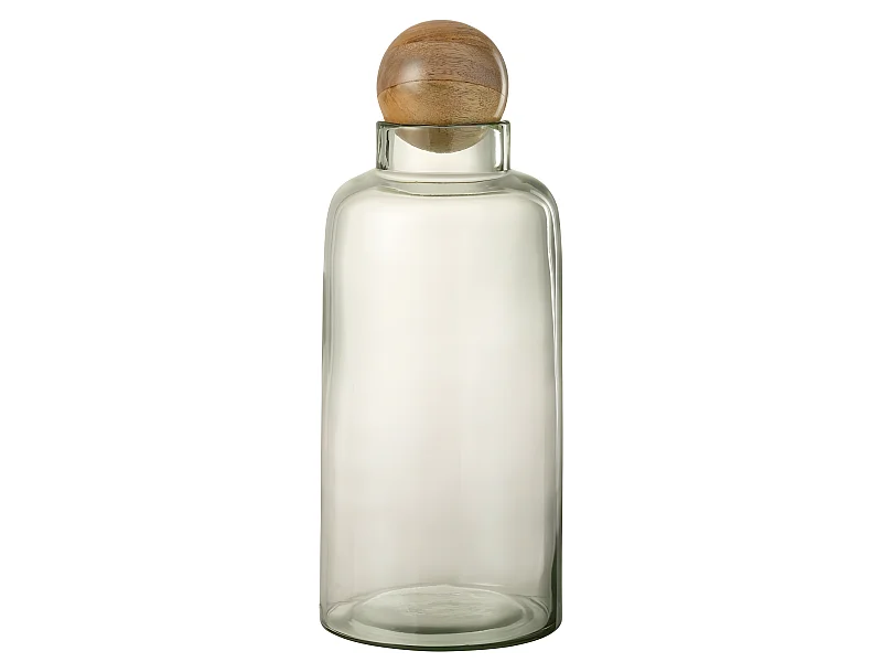 Jarrón con bola de vidrio transparente de 16x16x37 cm