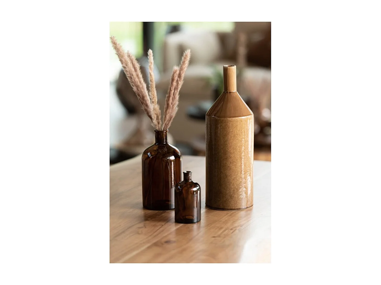Vaso bottiglia in ceramica marrone 14x14x42 cm