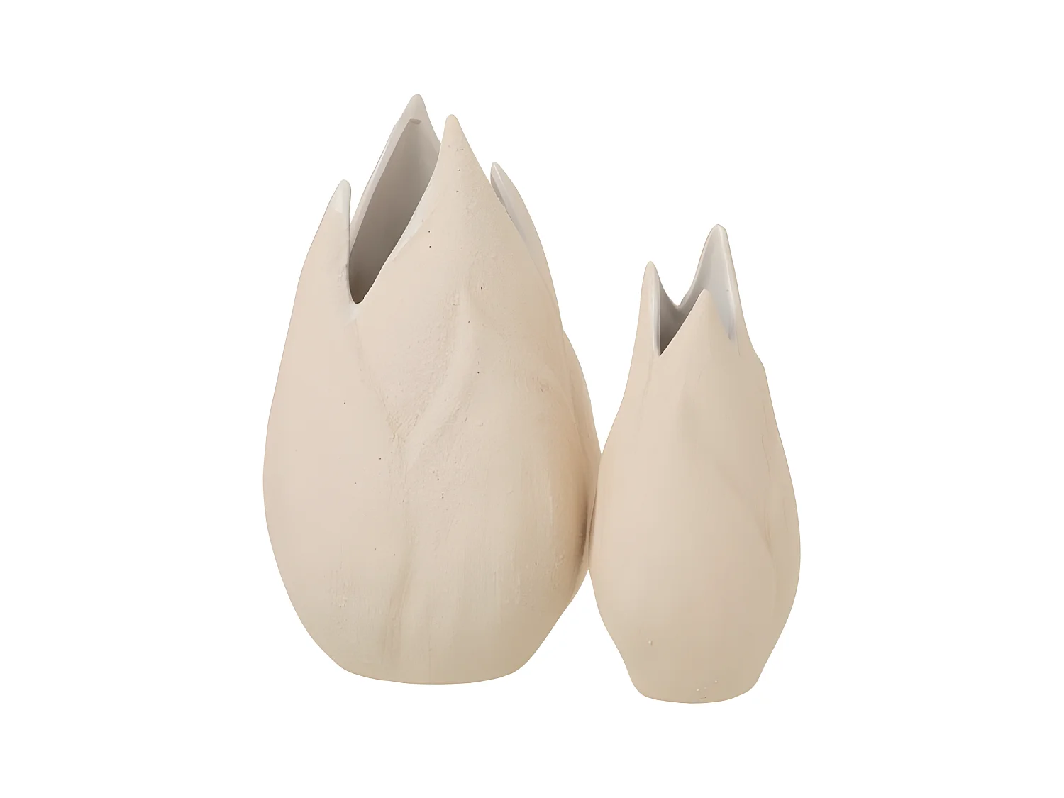 Florero de cerámica beige de 18x18x32 cm