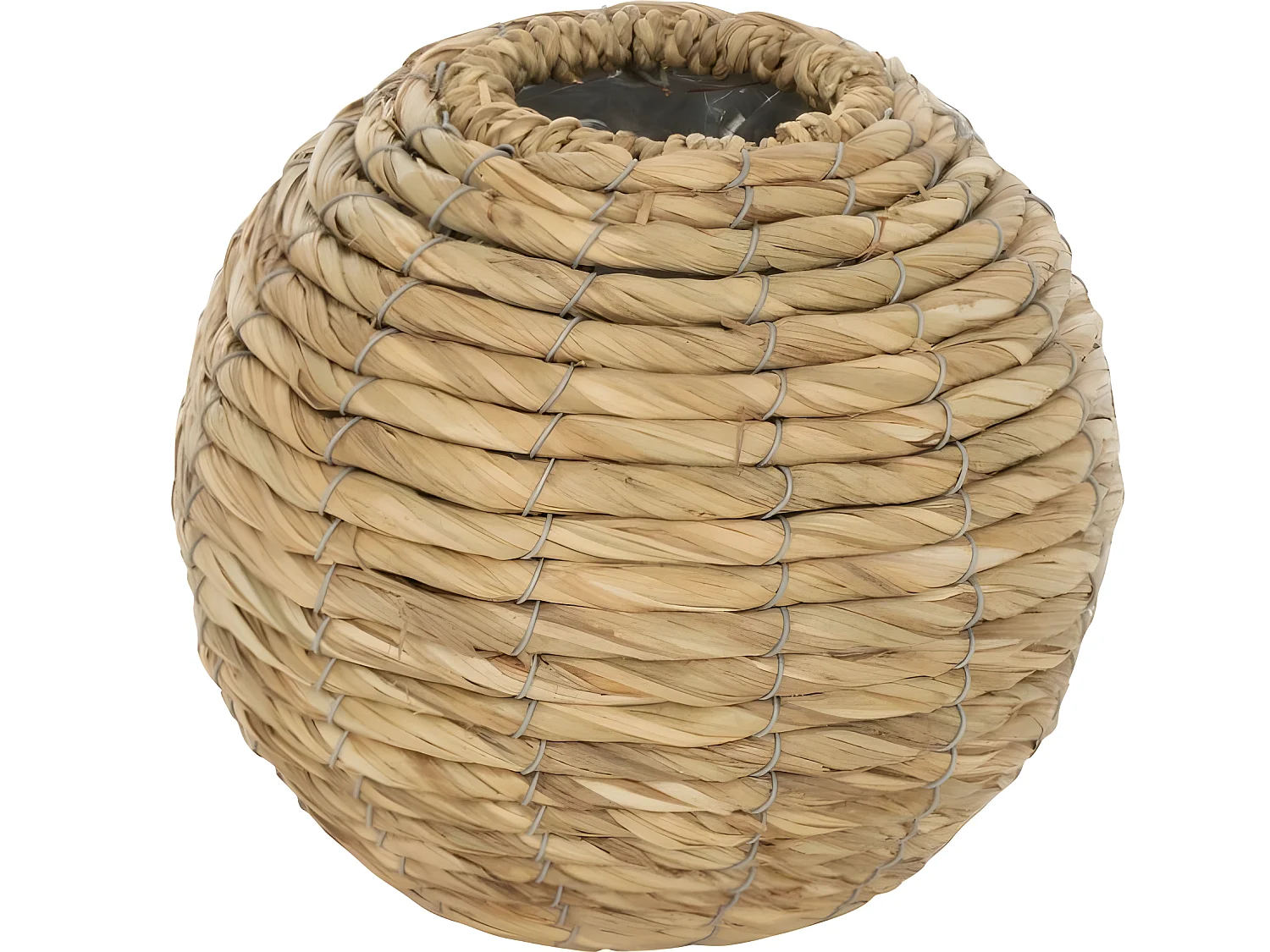 Jarrón de madera natural en forma de bola de 17.5x17.5x15.5 cm