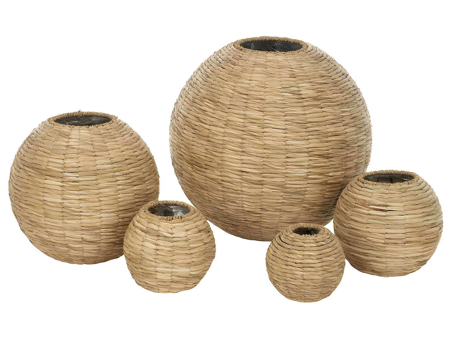 Jarrón de madera natural en forma de bola de 17.5x17.5x15.5 cm