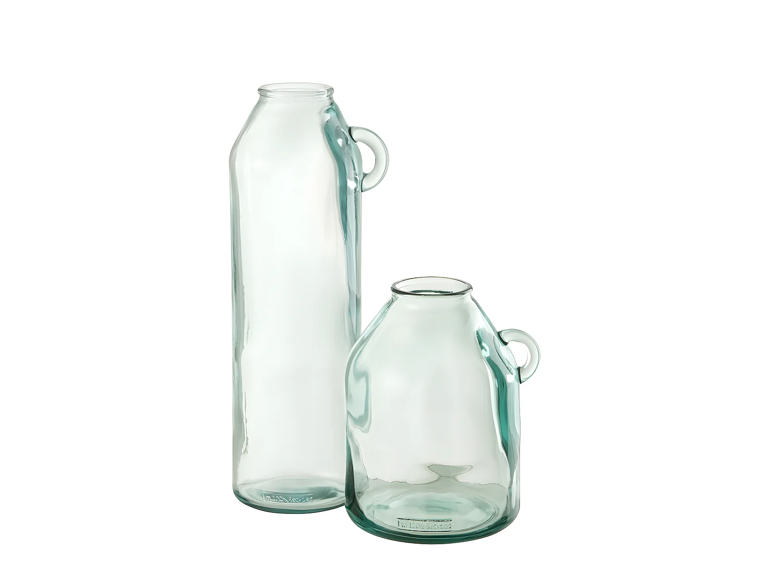 Jarrón con asa de vidrio transparente 17x14x45 cm