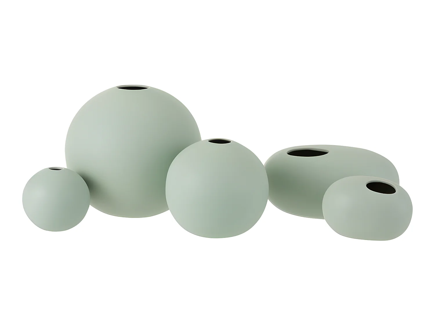 Jarrón bola cerámica verde pastel Alt. 18 cm