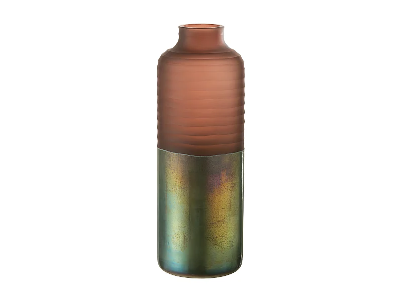 Jarrón cilíndrico con cuello de vidrio multicolor 19x19x42 cm