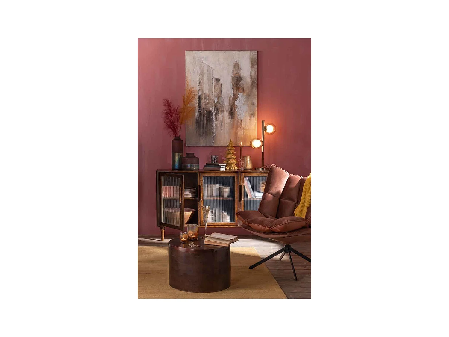 Vase Design en Verre "Ignacio" 42cm Rose