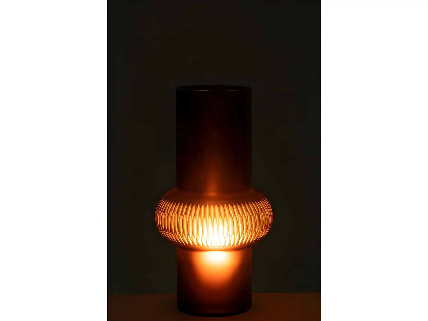 Vaso con anello in vetro marrone 19x19x35 cm