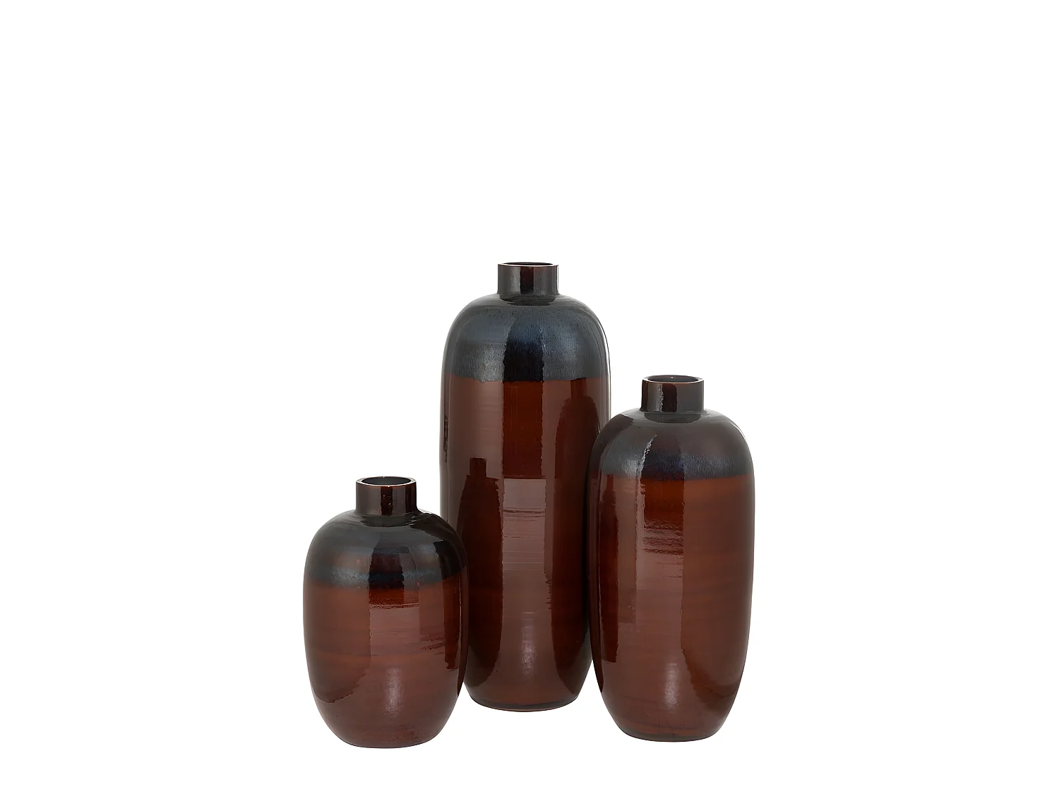 Vaso ovale con collo in ceramica rossa 31x31x73 cm