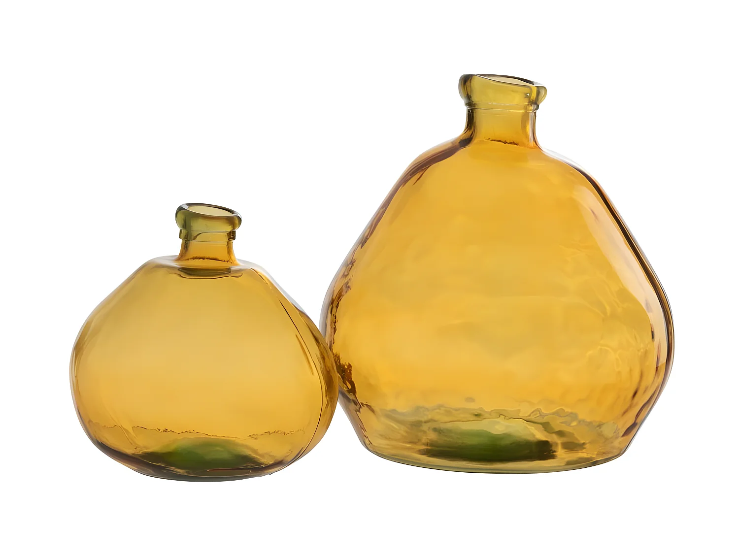 Jarrón de vidrio ámbar en forma de botella de 46x45x48 cm