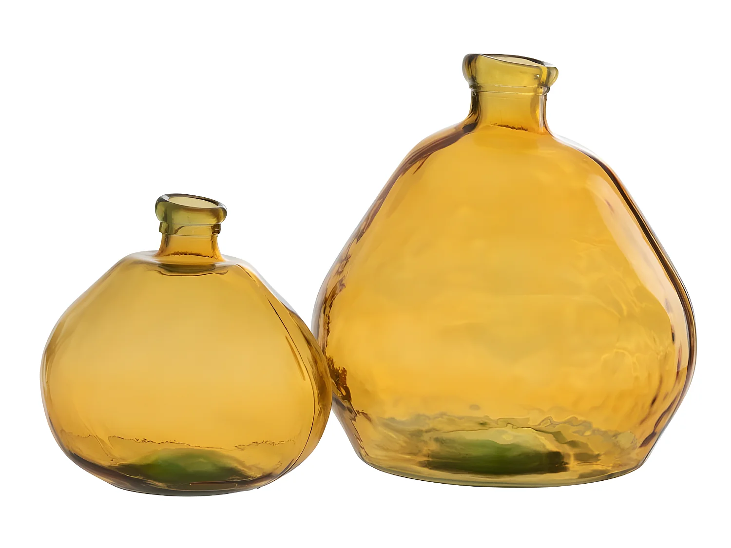 Jarrón de vidrio ámbar en forma de botella de 46x45x48 cm