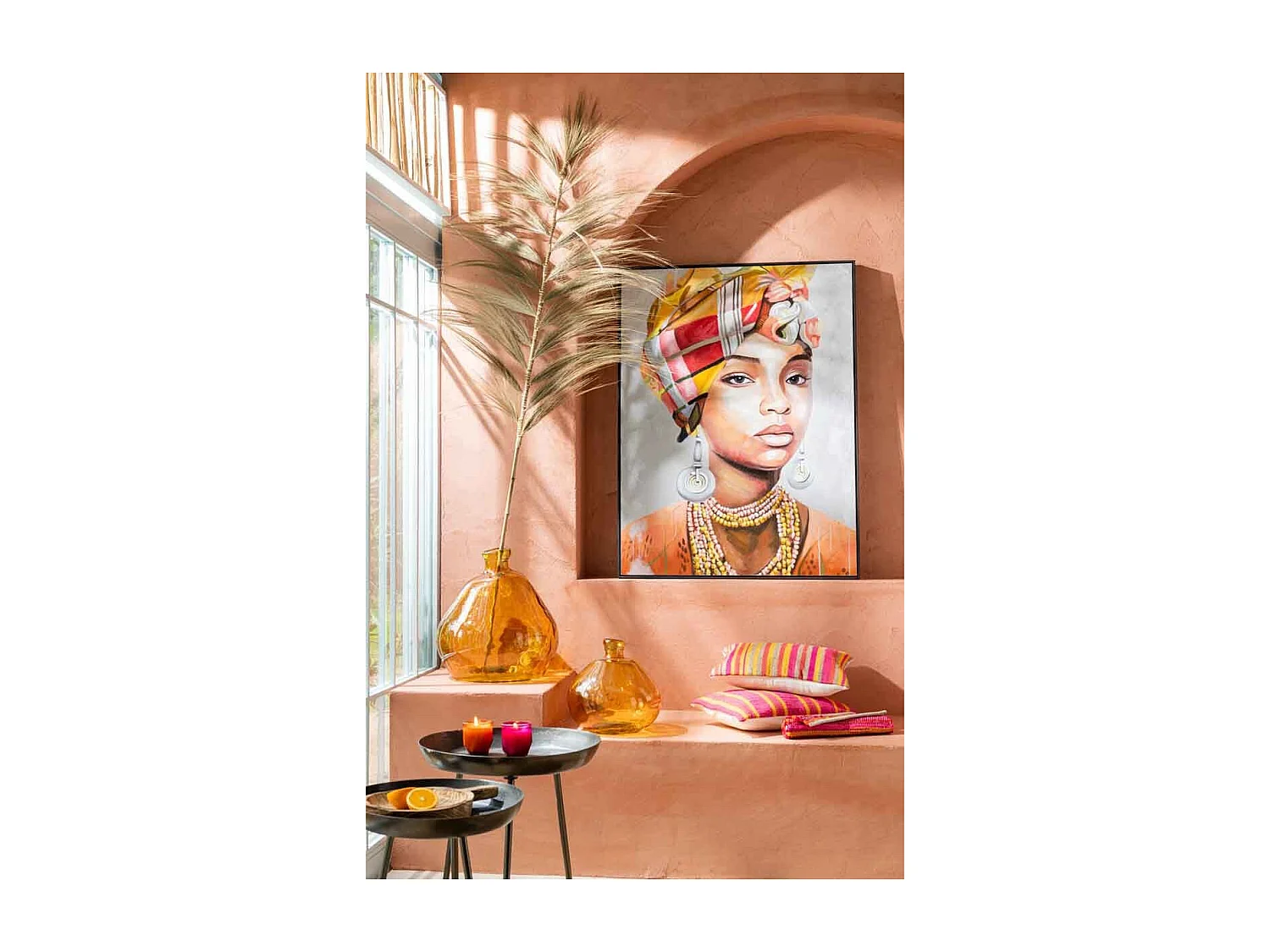 Vase Rond Design en Verre "Laura" 47cm Ocre