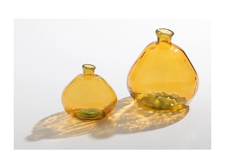 Vase Rond Design en Verre "Laura" 47cm Ocre