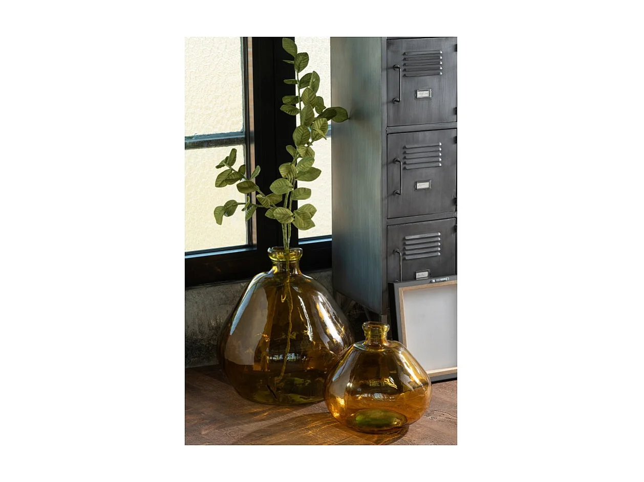 Vase Rond Design en Verre "Laura" 47cm Ocre