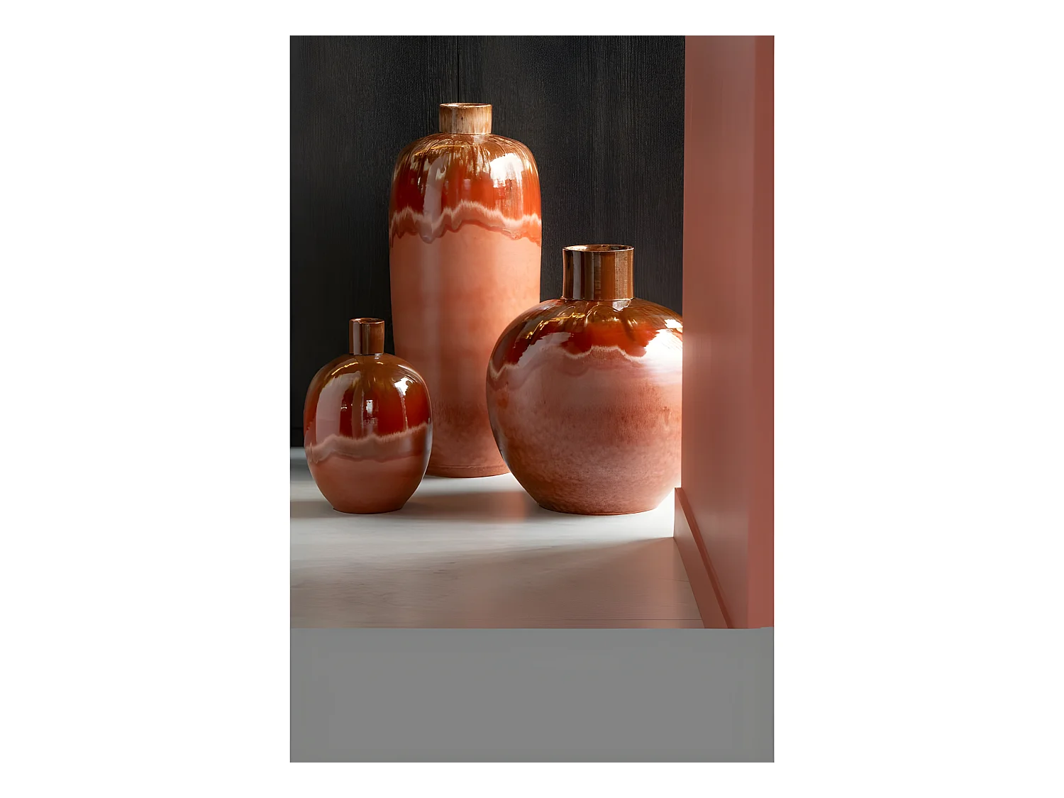 Jarrón de cerámica roja de 30x30x70cm