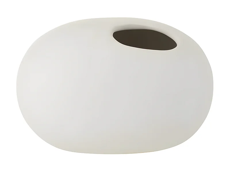 Vaso ovale in ceramica bianca opaca 16x10x11cm