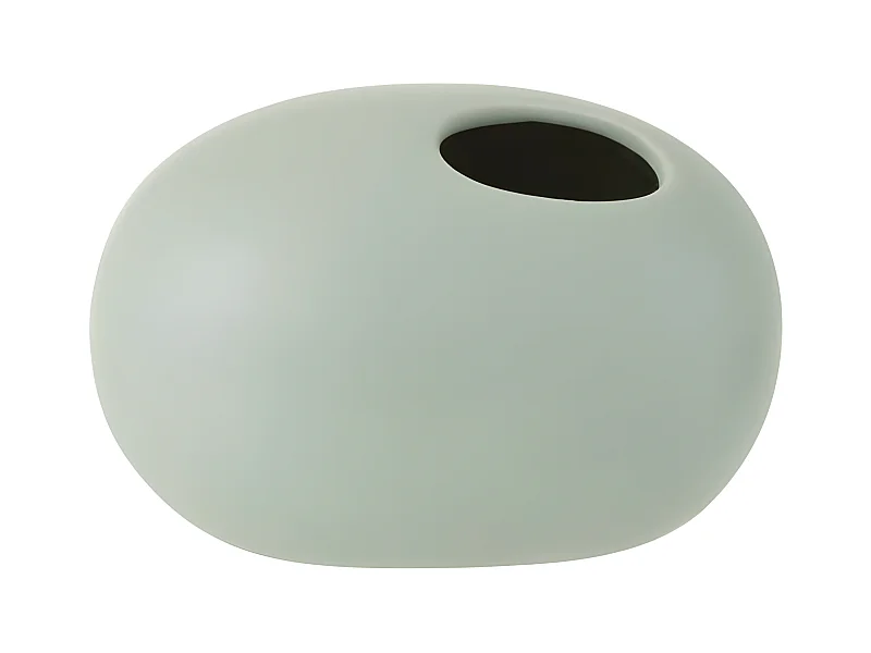 Vaso ovale in ceramica verde pastello 15x10x11cm